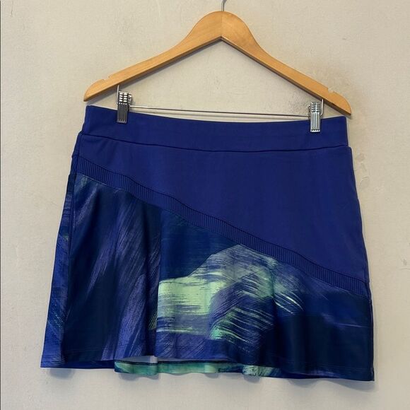 PGA Tour Pants - PGA Tour purple lime green pull on golf skort Size L EUC
